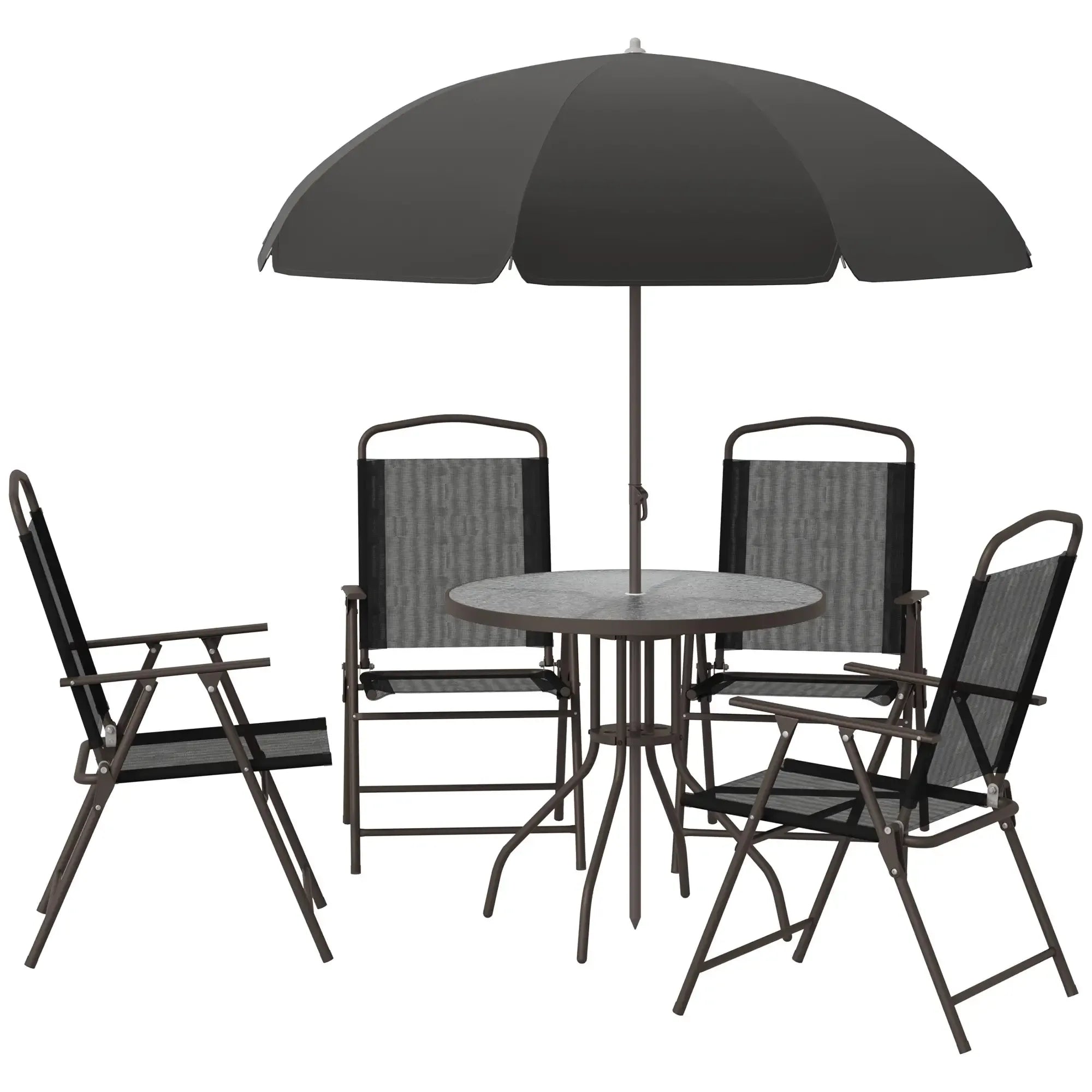 6 person patio dining set with umbrella Outsunny 6 Piece Patio Dining Set for 4 with Umbrella, Outdoor Table a