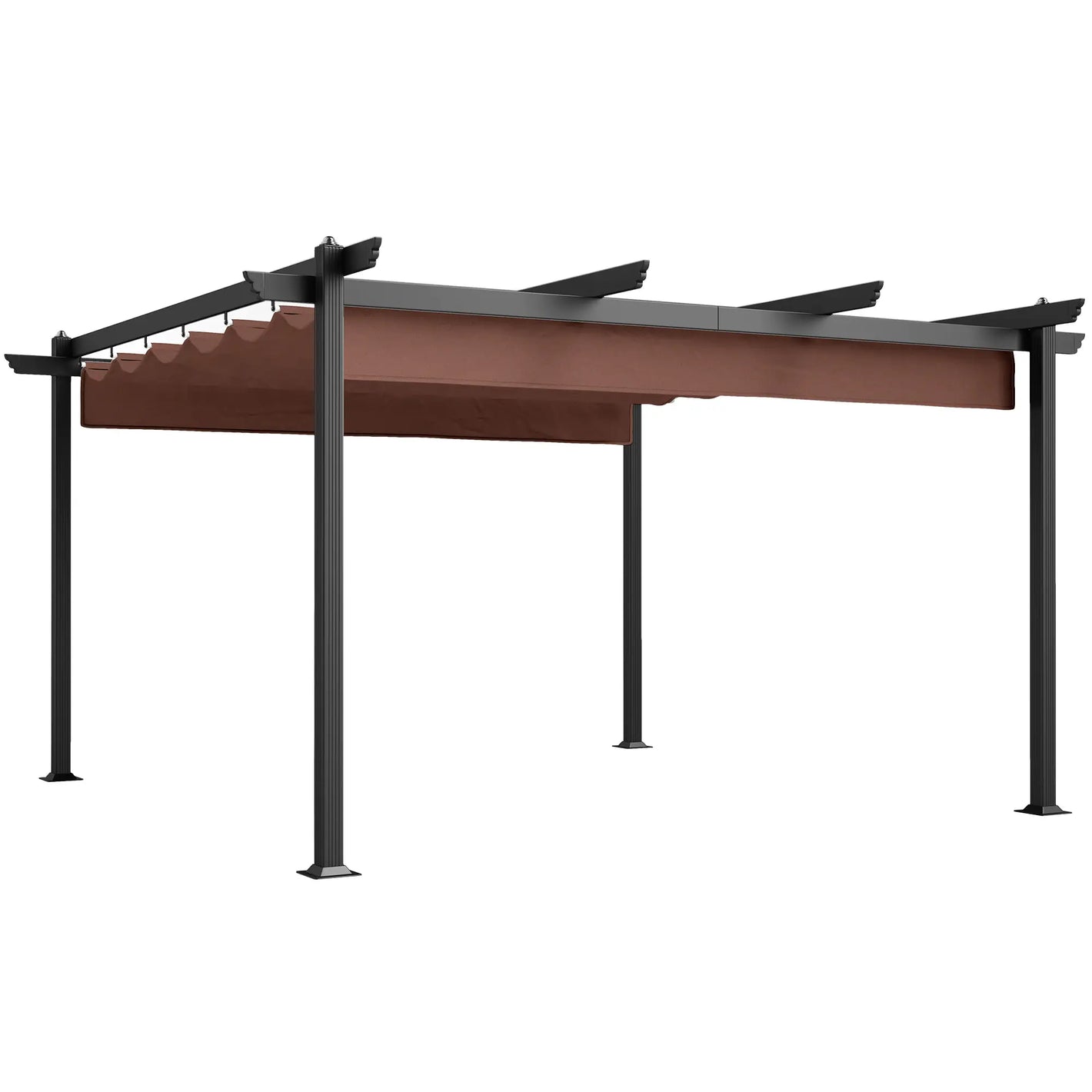 Outsunny 13' x 13' Aluminum Retractable Pergola Canopy, Outdoor Pergola for Garden, Patio, Backyard, Deck, Brown