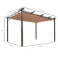 Outsunny 10' x 13' Aluminum Patio Pergola with Retractable Pergola Canopy, Backyard Shade Shelter for Porch, Outdoor Party, Garden, Grill Gazebo, Brown