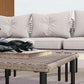 Outsunny 5-Piece Rattan Patio Furniture Set with Sofa, Chaise Lounge, Coffee Table, Footstools, Cushions, Cream White
