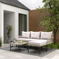 Outsunny 5-Piece Rattan Patio Furniture Set with Sofa, Chaise Lounge, Coffee Table, Footstools, Cushions, Cream White
