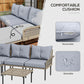 Outsunny 5-Piece Rattan Patio Furniture Set with Sofa, Chaise Lounge, Coffee Table, Footstools, Cushions, Light Gray