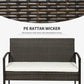 Outsunny Patio Furniture Set, 4 Piece Indoor Outdoor PE Wicker Conversation Set with Chairs, Loveseat Sofa, Cushions, Glass Table for Backyard, Sunroom, Pool, Garden, Brown