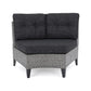 Outdoor 8 Seater Sofa, Modular Half-Circle Design, Polyethylene Rattan, Water-Resistant Cushions, 106" x 35" x 28", Black+Gray