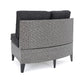Outdoor 8 Seater Sofa, Modular Half-Circle Design, Polyethylene Rattan, Water-Resistant Cushions, 106" x 35" x 28", Black+Gray