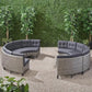 Outdoor 8 Seater Sofa, Modular Half-Circle Design, Polyethylene Rattan, Water-Resistant Cushions, 106" x 35" x 28", Black+Gray