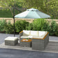 Outsunny 7 Pieces Outdoor Patio Furniture Set, PE Rattan Wicker Sectional Sofa Set with Cushions, Coffee Table, White