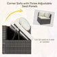 Outsunny 7 Pieces Outdoor Patio Furniture Set, PE Rattan Wicker Sectional Sofa Set with Cushions, Coffee Table, White