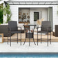Outsunny 3 Pieces Rattan Wicker Bar Set with Ice Bucket, 1 Bar Table and 2 Bar Stools for Poolside, Backyard, Porches, Dark Brown