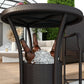 Outsunny 3 Pieces Rattan Wicker Bar Set with Ice Bucket, 1 Bar Table and 2 Bar Stools for Poolside, Backyard, Porches, Dark Brown