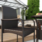 Outsunny 3 Pieces Rattan Wicker Bar Set with Ice Bucket, 1 Bar Table and 2 Bar Stools for Poolside, Backyard, Porches, Dark Brown