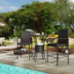 Outsunny 3 Pieces Rattan Wicker Bar Set with Ice Bucket, 1 Bar Table and 2 Bar Stools for Poolside, Backyard, Porches, Dark Brown
