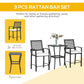 Outsunny 3pcs Patio Bar Set with Soft Cushion, Rattan Wicker Outdoor Furniture Set for Backyards, Lawn, Deck, Poolside