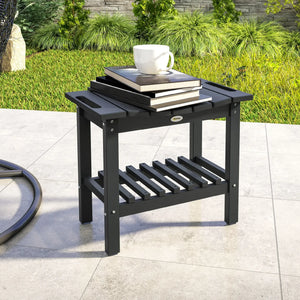 Outsunny HDPE Shower Bench, Waterproof Shower Stool with Handle, Storage Shelf, Non-Slip Pads for Indoor Outdoor, Black