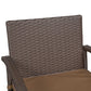 Outsunny 3 PCS Rattan Wicker Bar Set with Wood Grain Top Table and 2 Bar Stools for Outdoor, Patio, Poolside, Garden, Brown