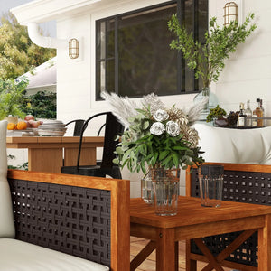 Outsunny Outdoor Bistro Set, Wicker Patio Furniture with Cushions for Porch, Backyard, Garden, Brown