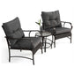3-Piece Outdoor Wicker Furniture with Modern Chairs, Coffee Table, Steel Frame, Weather-Resistant Patio Set with PE Wicker, Brown+Grey