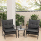 3-Piece Outdoor Wicker Furniture with Modern Chairs, Coffee Table, Steel Frame, Weather-Resistant Patio Set with PE Wicker, Brown+Grey