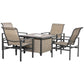 Outsunny 11 Pieces Outdoor Dining Set for 10, Space Saving Wicker Chairs and Glass Table with Cushions and Ottomans, Rattan Conversation Patio Furniture Set for Garden Backyard Deck, Dark Gray