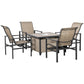 Outsunny 11 Pieces Outdoor Dining Set for 10, Space Saving Wicker Chairs and Glass Table with Cushions and Ottomans, Rattan Conversation Patio Furniture Set for Garden Backyard Deck, Dark Gray