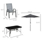Outsunny 8 Piece Outdoor Dining Set, Patio Furniture Set with Umbrella, 6 Folding Chairs, Rectangle Table and Mesh Seat, Black