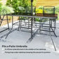 Outsunny 8 Piece Outdoor Dining Set, Patio Furniture Set with Umbrella, 6 Folding Chairs, Rectangle Table and Mesh Seat, Black
