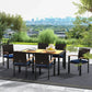 Outsunny Patio Table and Chairs Outdoor Dining Set w/ Acacia Wood Table Top, Cushions, for Backyard, Balcony, Garden, Black