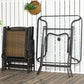 Outsunny 5 Pieces Patio Table and Chairs, Foldable Wicker Outdoor Dining Table Set with Umbrella Hole, Dark Brown