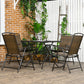 Outsunny 5 Pieces Patio Table and Chairs, Foldable Wicker Outdoor Dining Table Set with Umbrella Hole, Dark Brown