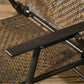 Outsunny 5 Pieces Patio Table and Chairs, Foldable Wicker Outdoor Dining Table Set with Umbrella Hole, Dark Brown