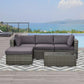 Outsunny 5-Piece Outdoor Sectional Furniture, Patio Sofa Set, PE Wicker Couch, Cushions, Pillows, Ottoman, Table, Charcoal