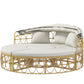 Outsunny Patio Furniture Set, Round Outdoor Daybed with Retractable Canopy, Hollow Wicker PE Rattan Sectional Sofa with Washable Couch Cushions for Pool, Lawn, Cream White