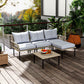 Outsunny 5-Piece Rattan Patio Furniture Set with Sofa, Chaise Lounge, Coffee Table, Footstools, Cushions, Light Gray
