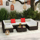 Outsunny 7 Piece Outdoor Patio Furniture Set with Cushions, All Weather PE Rattan Outdoor Sectional Patio Furniture Set, Wicker Conversation Sets with Glass Top Coffee Table, Beige