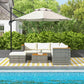 Outsunny 7 Pieces Outdoor Patio Furniture Set, PE Rattan Wicker Sectional Sofa Set with Cushions, Coffee Table, White