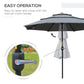 Outsunny 4 Piece Outdoor Patio Dining Furniture Set, 2 Folding Chairs, Adjustable Angle Umbrella, Wave Textured Tempered Glass Dinner Table, Brown