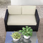 Outsunny 4 Pieces Rattan Sofa Set Wicker Patio Sofa Set with Loveseat Chairs Glass Top Coffee Table for Garden Outdoor Cream