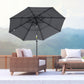 Outsunny 4 Piece Outdoor Patio Dining Furniture Set, 2 Folding Chairs, Adjustable Angle Umbrella, Wave Textured Tempered Glass Dinner Table, Brown