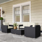 Outsunny 4 Pieces Rattan Sofa Set Wicker Patio Sofa Set with Loveseat Chairs Glass Top Coffee Table for Garden Outdoor Cream