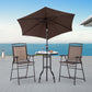 Outsunny 4 Piece Outdoor Patio Dining Furniture Set, 2 Folding Chairs, Adjustable Angle Umbrella, Wave Textured Tempered Glass Dinner Table, Brown