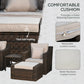 Outsunny 5pc Patio Furniture Set, All Weather PE Rattan Conversation Chair and Ottoman Set w/ Table, Cushion Pillows, Beige