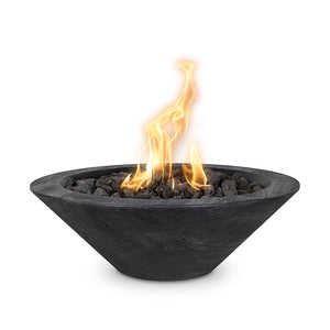 The Outdoor Plus Cazo Wood Grain Fire Bowl - Weatherproof Fire Pit for Garden - Match Lit