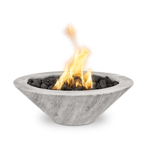 The Outdoor Plus Cazo Wood Grain Fire Bowl - Weatherproof Fire Pit for Garden - Match Lit