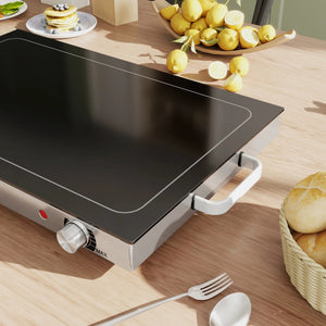 HOMCOM Food Warmer with Adjustable Temperature, Electric Warming Tray with Cool-Touch Handles for Parties, Buffets, Black
