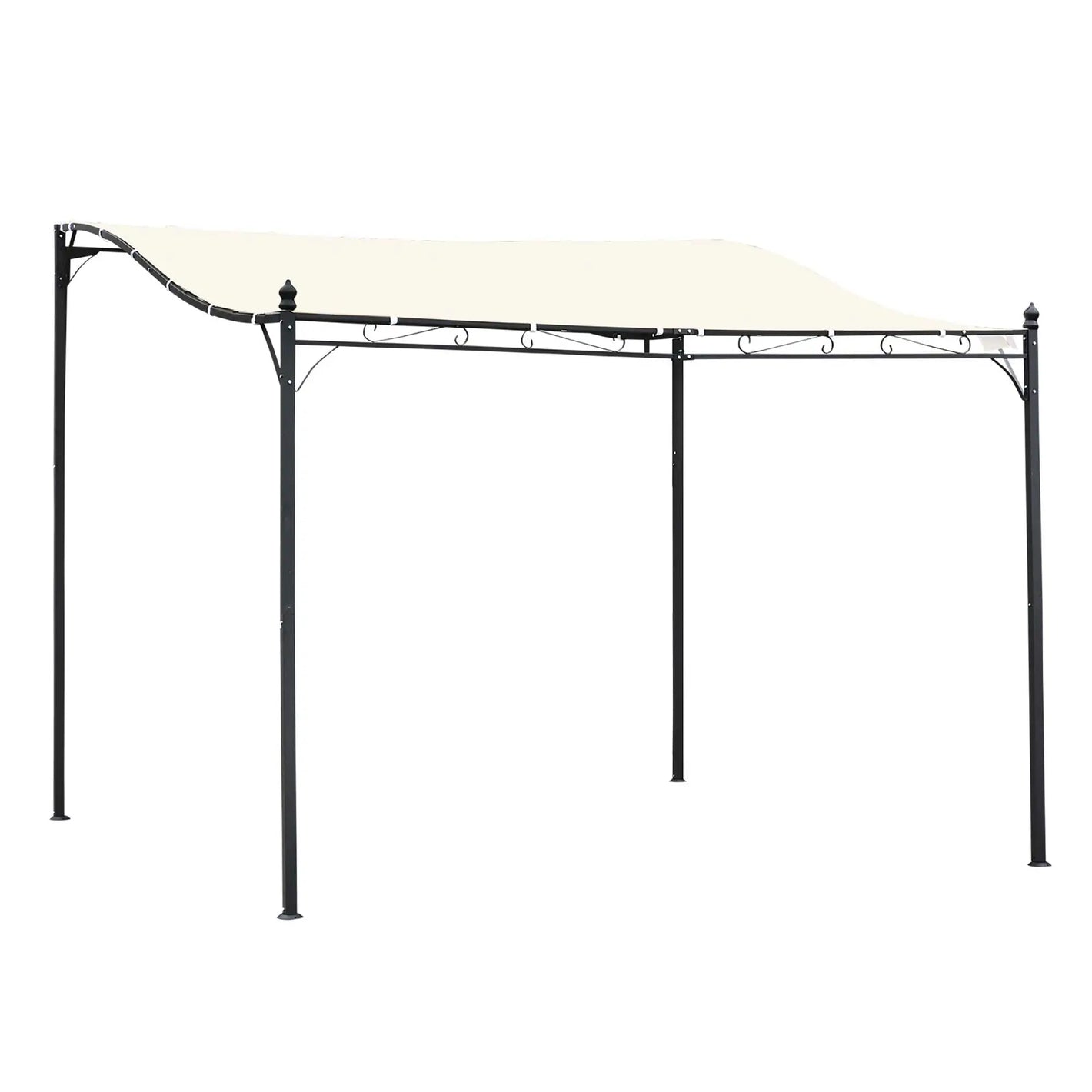 Outsunny 10' x 10' Steel Outdoor Pergola Gazebo, Patio Canopy with Weather-Resistant Fabric and Drainage Holes for Backyard, Deck, Garden, Cream White