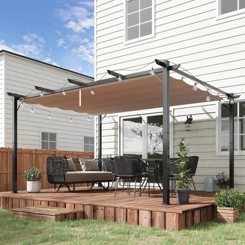 Outsunny 10' x 13' Outdoor Pergola Gazebo Backyard Canopy Cover Adjustable Sunshade, Grey