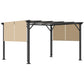 Outsunny 12' x 10' Outdoor Retractable Pergola Canopy with Sun Shade Unique Design Canopy Patio Metal Shelter for Garden Porch Beach, Beige