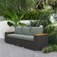 Outsunny 3-Seat Outdoor Patio Sofa with Cushions, PE Rattan Wicker Sofa with Wide Armrests, Outdoor Wicker Couch, Dark Gray