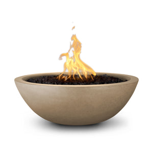 The Outdoor Plus Sedona Round Fire Bowl GFRC Concrete Match Lit