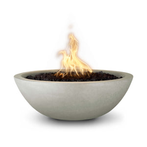 The Outdoor Plus Sedona Round Fire Bowl GFRC Concrete Match Lit